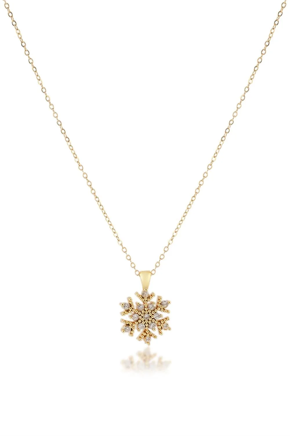 Zirkon Kar Tanesi Kolye GOLD 45cm